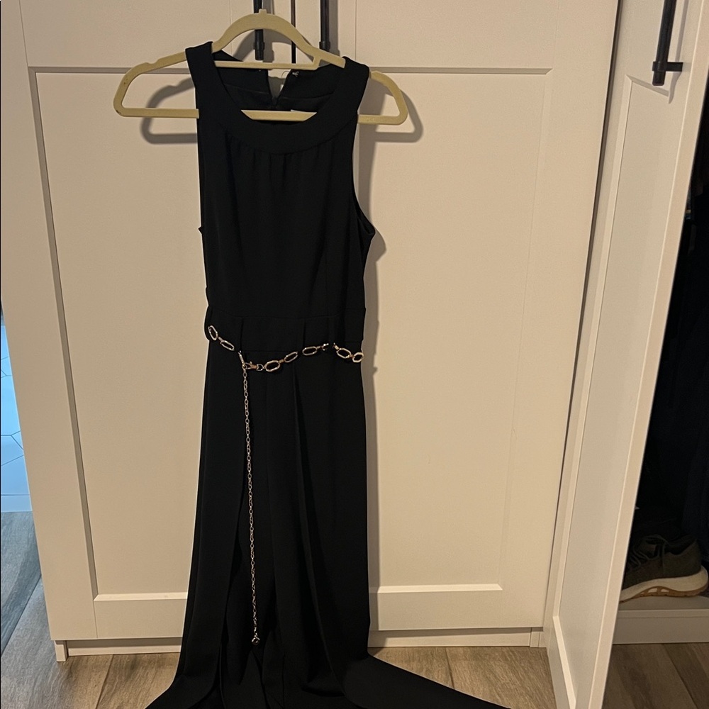 Shelby & Palmer Black Jumpsuit with Chain Accent